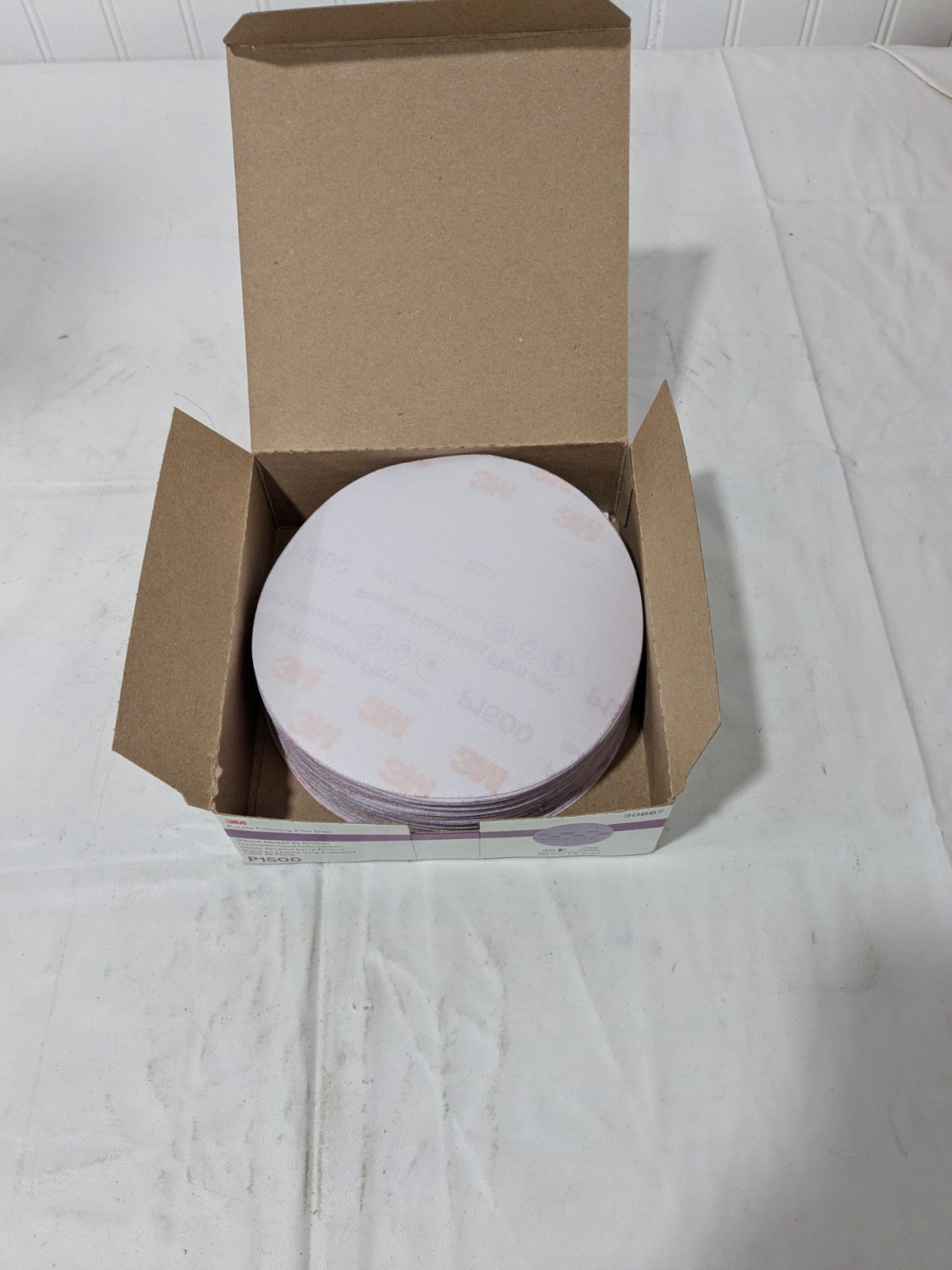 3M Hook &amp; Loop Disc: 6" Dia, 1500 Grit, Coated, AO Box of 50 7100122795