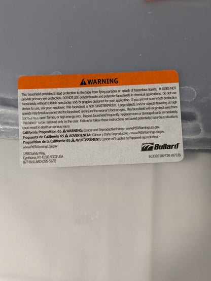 Bullard Clear Multi-fit Acetate Visor 8" High, 0.04" Thick Box of 25 840M