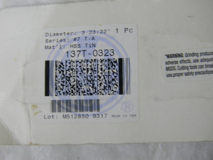 Allied Machine & Engineering HSS Drill Insert 3-23/32 Dia TiN Coated 137T-0323