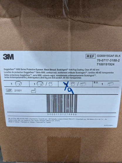 3M GoggleGear Black Shroud Scotchgard Anti-Fog Box of 9 7100191924