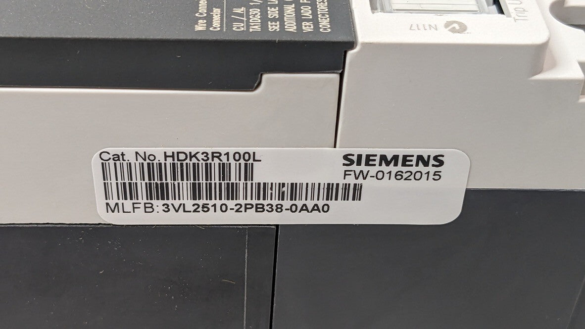Siemens HDK3R100L VL Series 100A Circuit Breaker 3 Pole 600V ETU5-LI W/Trip Lugs