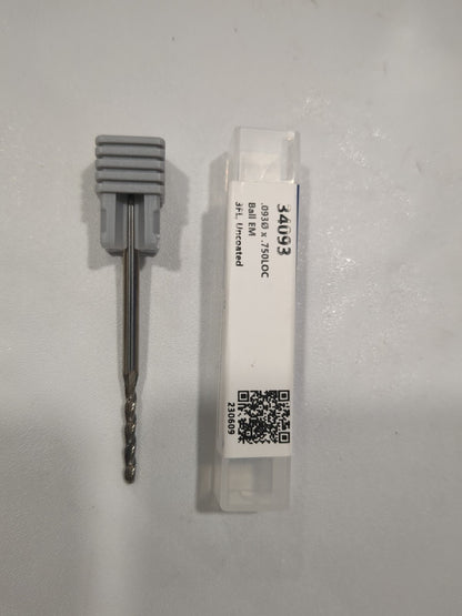 HARVEY TOOL Ball End Mill: 0.0930" Dia 3 Fl Solid Carbide 34093