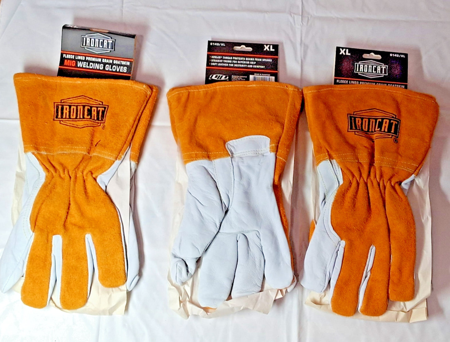 QTY 3 IRONCAT Fleece lined Goatskin MIG Welding Gloves XL 6143/XL