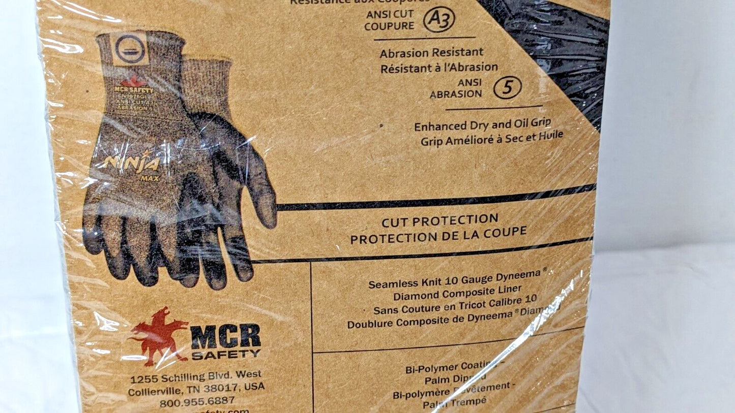 12 PAIRS MCR Safety Ninja Max Cut-Resistant Work Gloves 10 Gauge Dyneema N9676GL