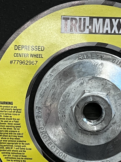 Tru-Maxx Depressed-Center Whee: Type 27 9" Dia 1/4" Thick 5/8-11 Hole, Alum OX