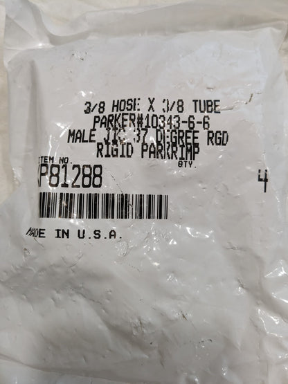 PARKER Hydraulic Hose Male Rigid Fitting 4pk: 0.375" ID, 6 mm, 3/8" KP81288