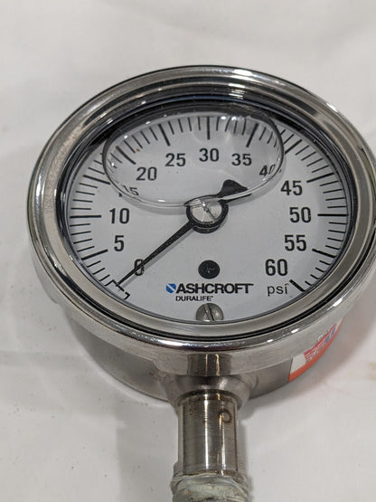 ASHCROFT Pressure Gauge: 2-1/2" Dial, 0 to 60 psi, 1/4" Thread 94475