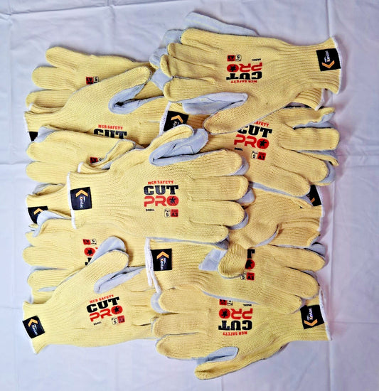 QTY 12 MCR SAFETY Leather Coated Gloves Cut/Puncture Resistant Large 9686L