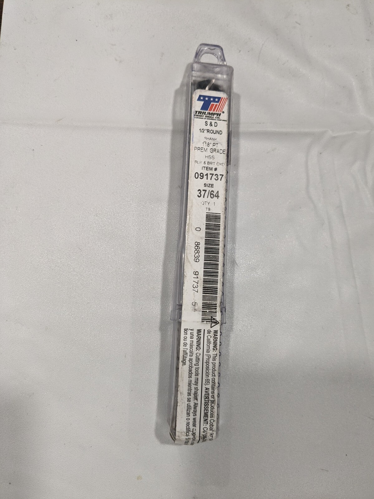 TTD 37/64 Diameter T9 HSS Drill, Black and Bright Finish 091737