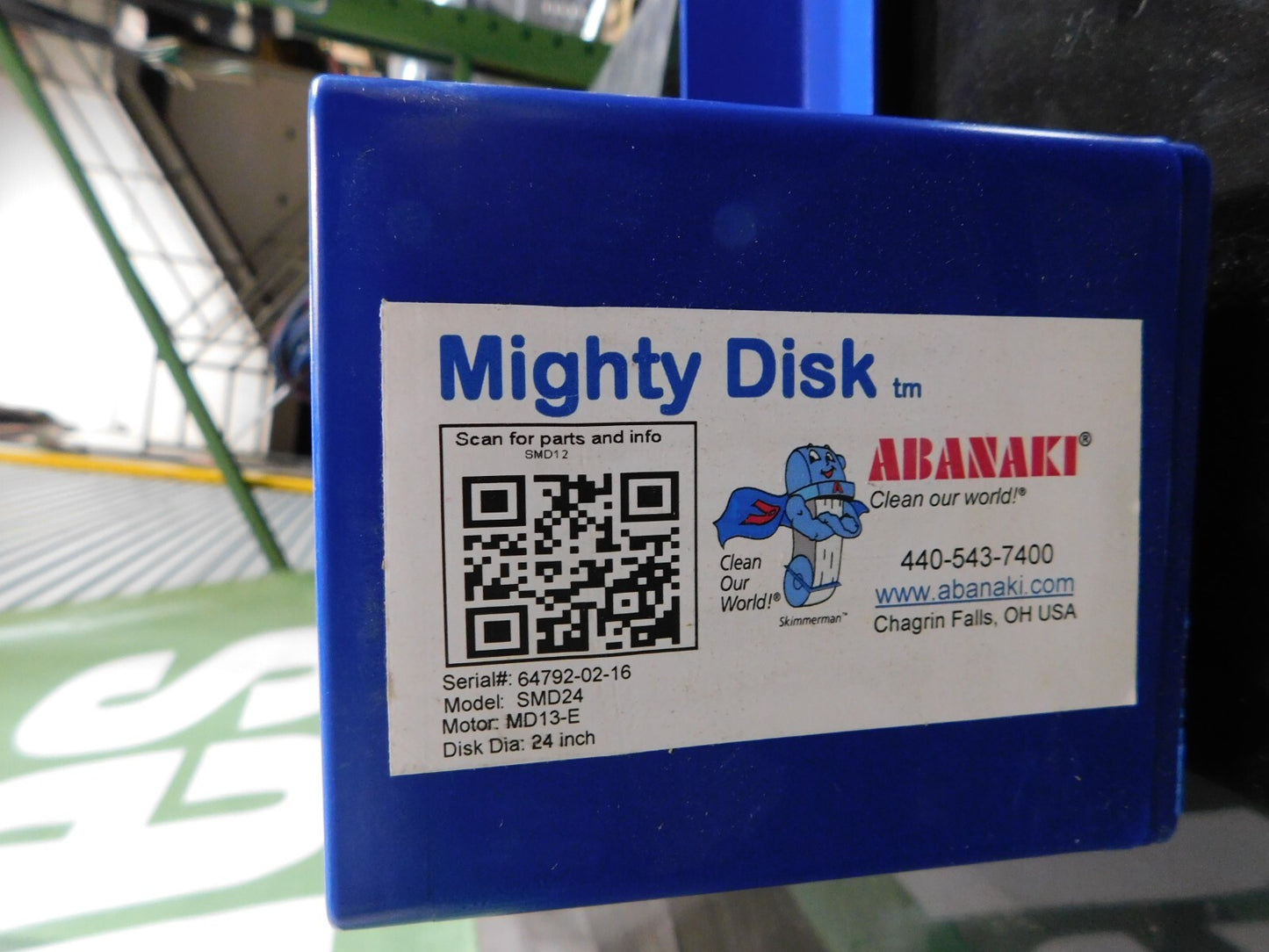 Abanaki Disk Oil Skimmer 1.5 GPH 10 Reach 24" Wheel Diam SMD24 REPAIR