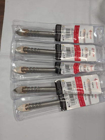 CLE-LINE 5pc 1/2"StraightShank Carbide Tipped Tile&Glass Drill Bits C20723