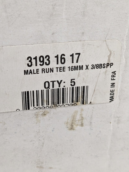 LEGRIS Push-To-Connect Tube Fitting: Male Run Tee, 3/8" Thread Qty 5 3193 1