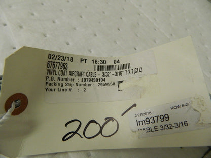 Pro Coated Aircraft Cable Wire 3/32" x 3/16" Diameter 200' 676779