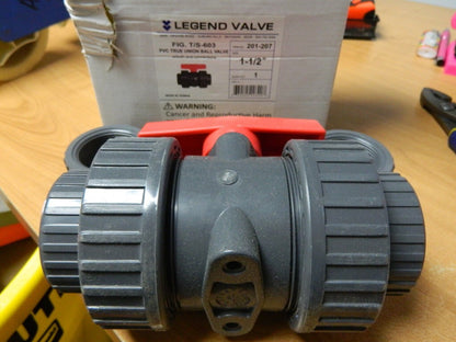 LEGEND VALVE 1-1/2" Pipe, Full Port, PVC True Union Design Ball Valve 201-207