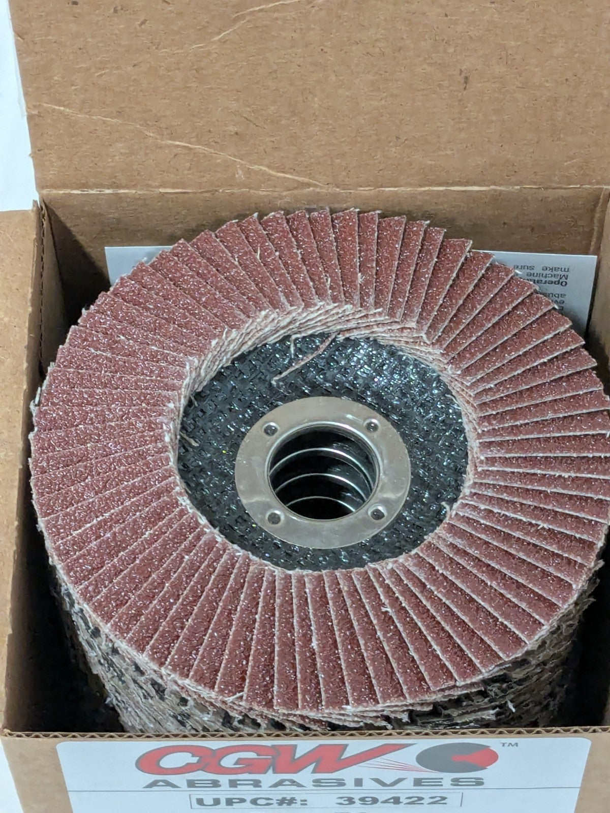 CGW Flap Disc: 4-1/2" Dia, 7/8" Hole, Aluminum Oxide, Type 29 Box of 10 39422