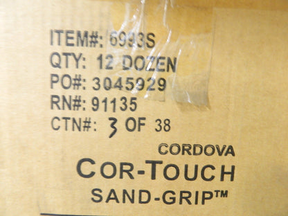 Cordova Gloves, Cor-Touch Sand-Grip 13-Gauge Sz Small Qty 144 Pairs 6993S