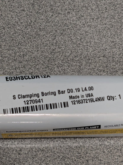 Kennametal Indexable Boring Bar: E03HSCLDR12A, 5.54 mm Min Bore 1270941