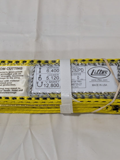 LIFTEX Flat Eye & Eye, Type 3 Web Sling: 3' Long, 2" Wide EE292X3PD