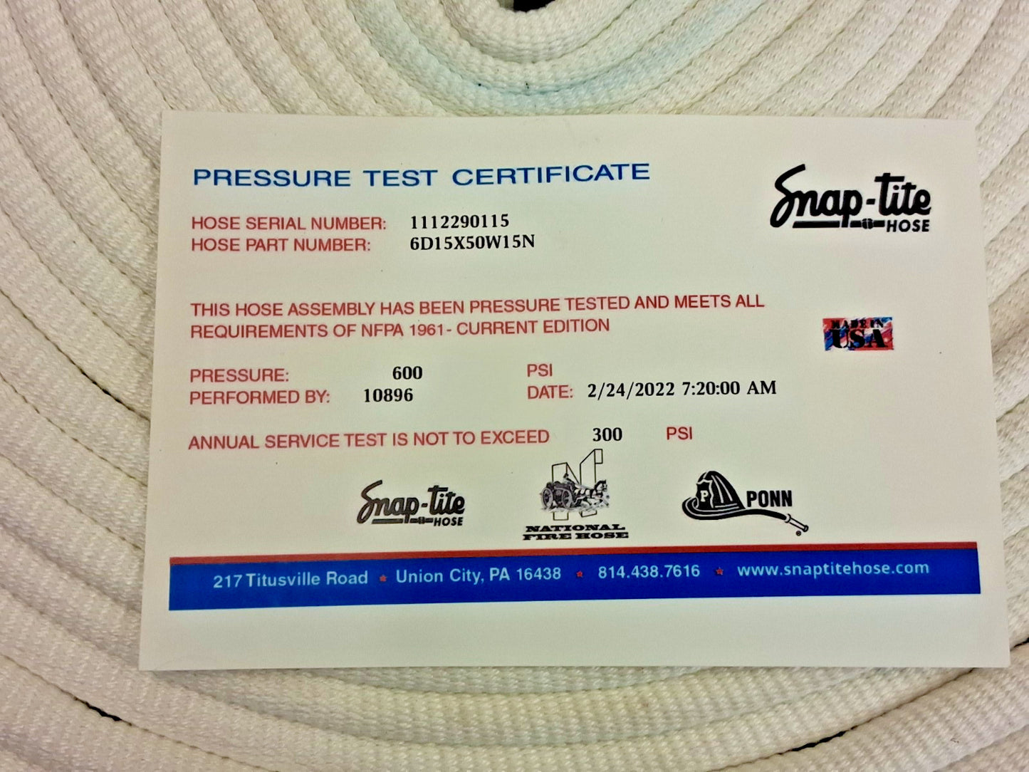 Professional Double Jacket Fire Hose 1-1/2" ID 50Ft Long 32139792
