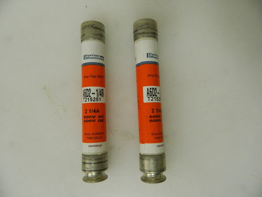 Ferraz Shawmut 2 Pack Time Delay Fuses Class RK1 600VAC/DC  #A6D2-1/4R