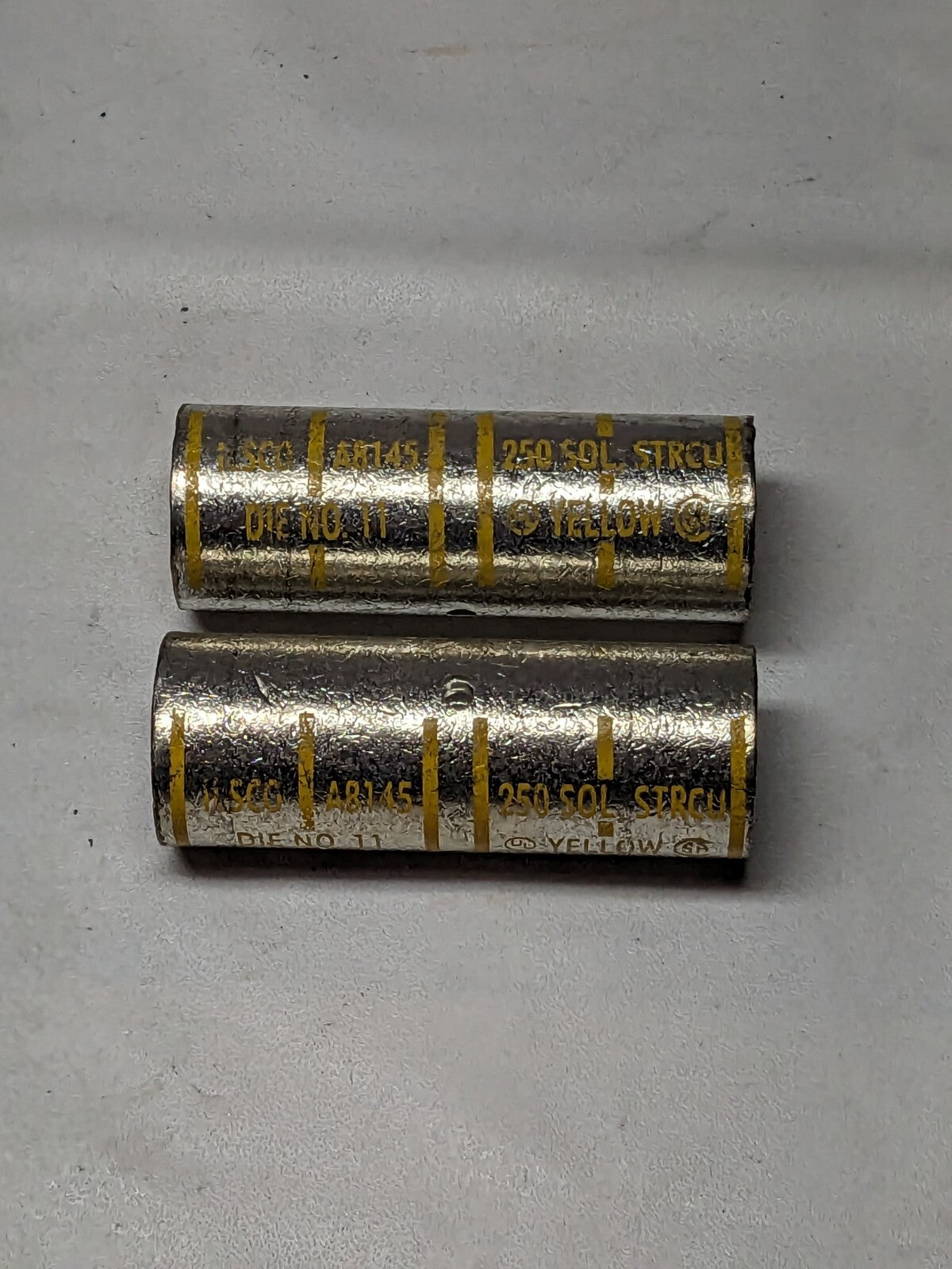 ILSCO Butt Splice Terminal Yellow Die NO 11, 250 SOL Qty 2 A8145