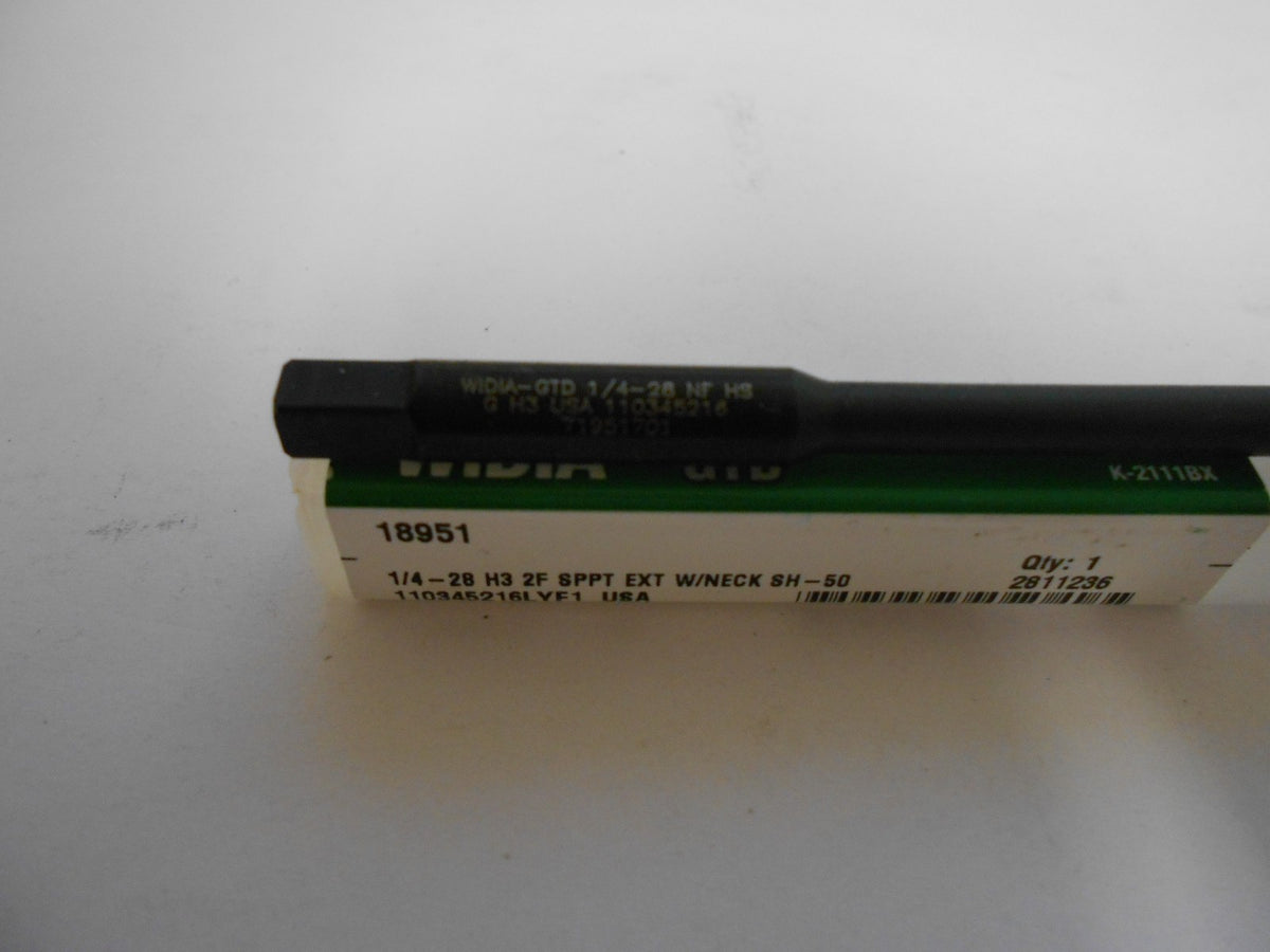 Widia GTD 1/4" - 28 UNF H3 2-Flute HSS Spiral Point Tap QTY 2  18951