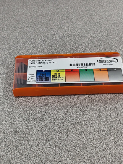 HERTEL Turning Insert: TNMG 333L12 HC140T, Solid Carbide Qty 10 42801795