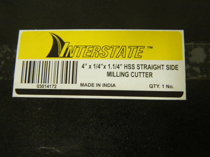 Interstate Straight Side Milling Cutter 16T 4" x 1/4" x 1-1/4" 03