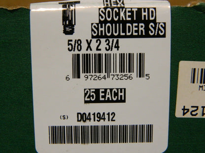 PRO Hex Socket Shoulder Screw 5/8" x 2-3/4" 1/2-13 UNC QTY 25 73256