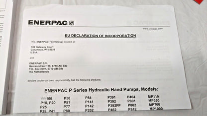 Enerpac Hydraulic Hand Pump 1 Stage 10000/700 BAR PSI P39 DAMAGED
