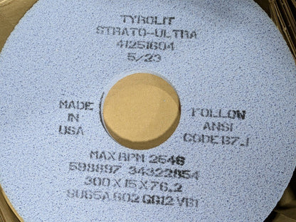 LOT OF 9 Tyrolit Strato-Ultra Grinding Wheel 300mm x 15mm x 76.2mm 2546 Max. RPM