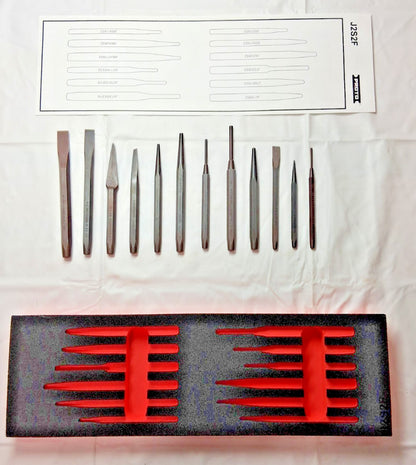 Proto 12 Piece Punch & Chisel Set W/ Modular Foam Insert Holder J2S2K