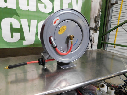 PRO-SOURCE Hose Reel with Hose 3/8" ID x 50' Spring Retract 300 psi 1/4" NPT Out