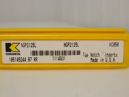 Kennametal Carbide Grooving Insert NGP2125L Grade KC850 3.18mm Qty 5 1114931