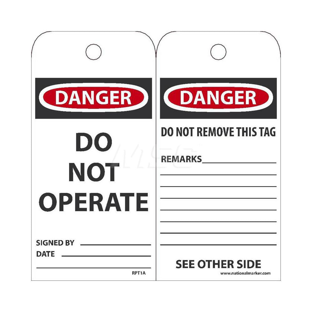 NMC Tags, Danger Do Not Operate, 6" X 3" Pack of 25 RPT1A