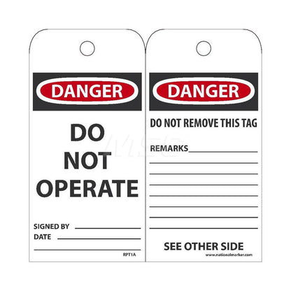 NMC Tags, Danger Do Not Operate, 6" X 3" Pack of 25 RPT1A