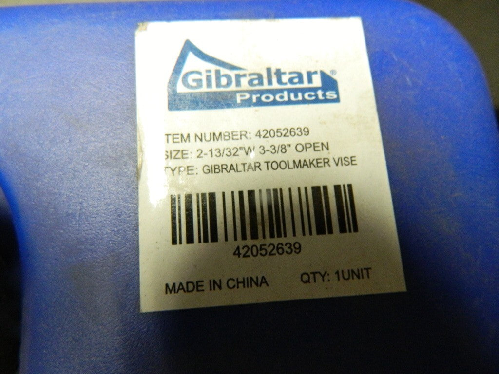 GIBRALTAR 2.48 Jaw Width, 3.43 Jaw Opening Cap 1.26 Jaw Height, Toolmaker Vise