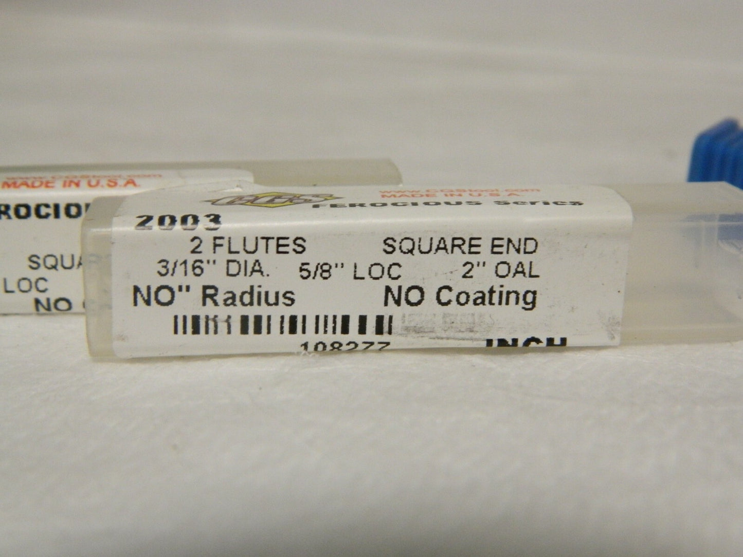 CGS SC Sq End Mill 3/16" 5/8" LOC 3/16" Diam 2" OAL 2 FL Qty 2 05710595