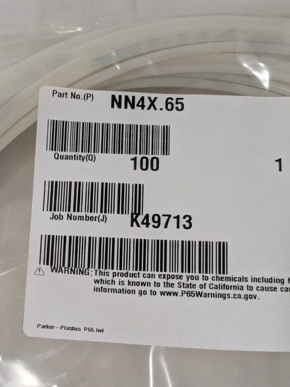 Parker Nylon Tube: 100' Long 300 Max psi, -65 to 200 ° F, Natural NN4X.65