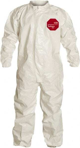 DUPONT Disposable Coverall: Sz L 3.6OZ Storm Flap Closure Qty 6 SL125TWHLG000600