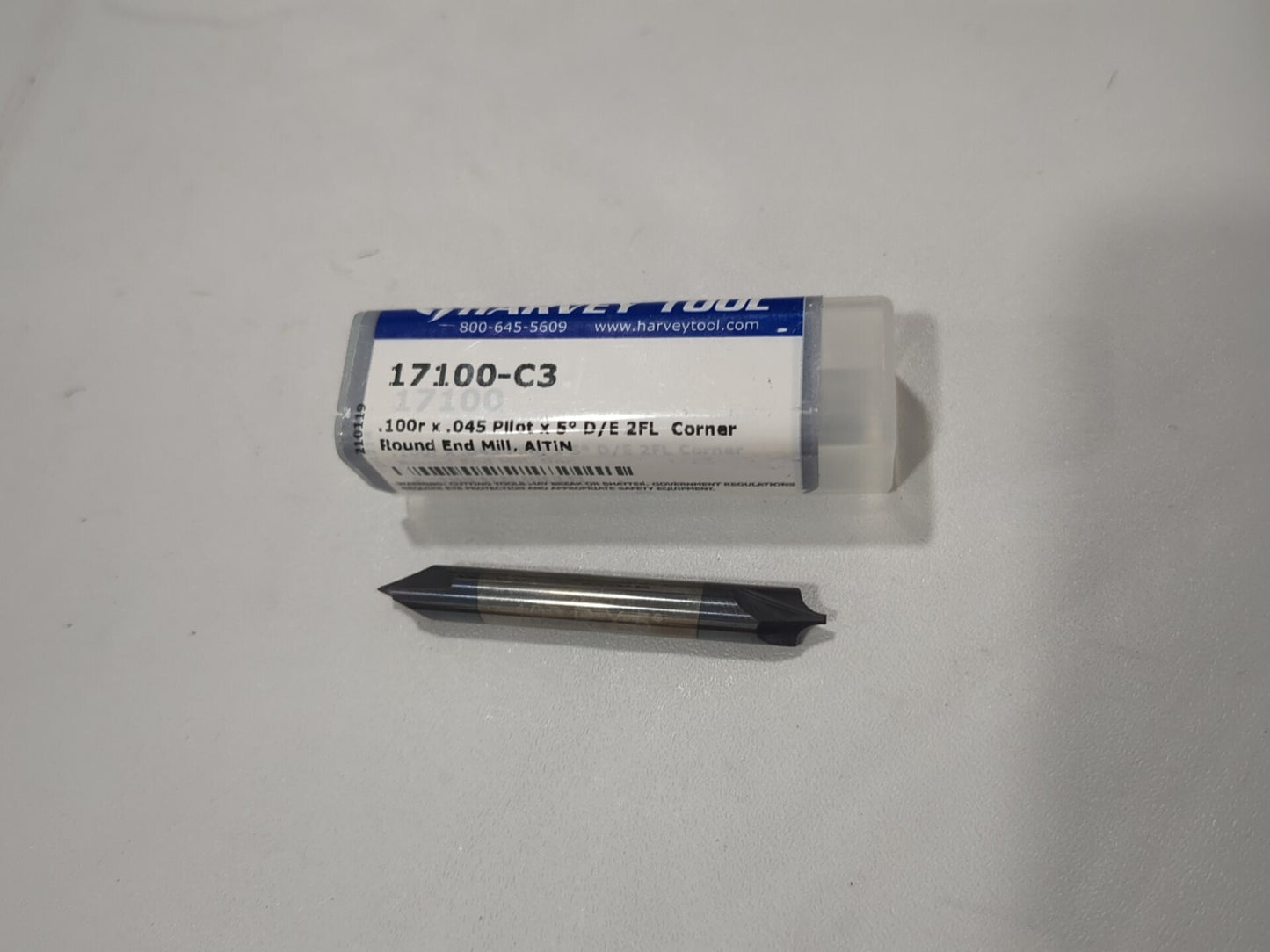 HARVEY TOOL Corner Rounding End Mill: 0.10 mm Radius 2 Fl Carbide 17100-C3