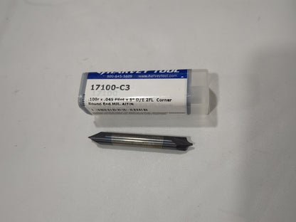 HARVEY TOOL Corner Rounding End Mill: 0.10 mm Radius 2 Fl Carbide 17100-C3
