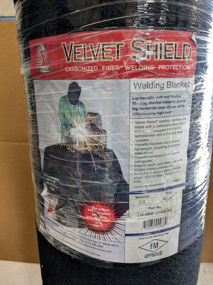 Steiner Velvet Shield Welding Blanket Roll 50 Ft. x 4 Ft. Carbonized Fiber Black