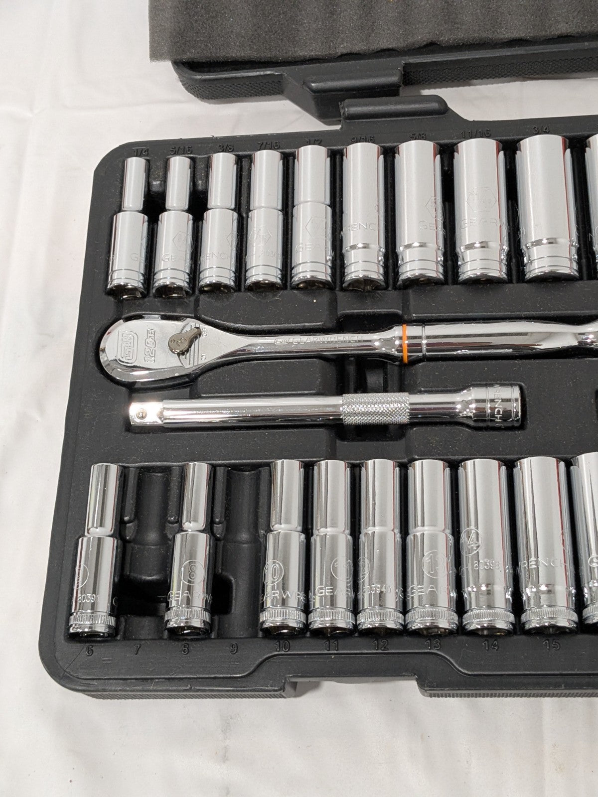 GEARWRENCH Socket Set: Deep Standard, 50 Pc, 3/8" Drive 80550P INCOMPLETE