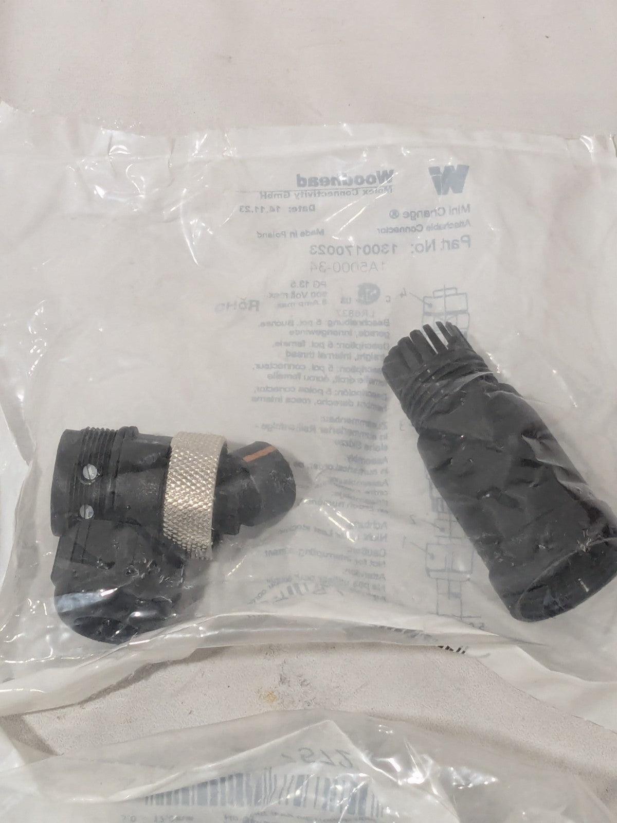 Woodhead Mini Change Standard Circular Connectors; 5 Contacts Qty 2 1300170023