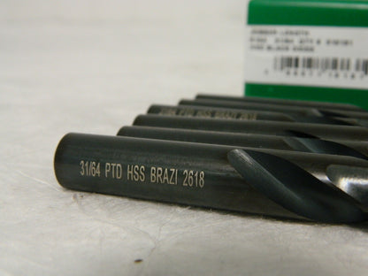 Precision Twist Drill High Speed Steel Jobber Drill 31/64" 118° Qty 6 01013