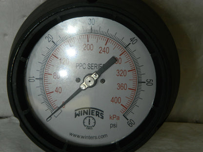 Winters Pressure Gauge 4-1/2" Dial 1/4 Thread 0-60 Scale Range PPC5083