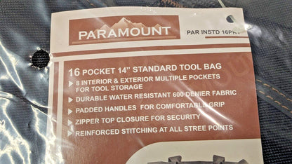Paramount 16 Pocket Black Tool Bag 14"W X 5-1/2"D X 6"H QTY 2 PAR-INSTD-16PKT