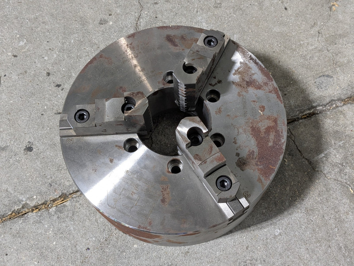 Pratt Burnerd 12" Setrite Lathe Chuck 3-Jaw Self Centering 1225300 Used