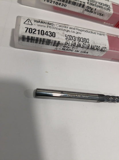 ACCUPRO 3pk Ball End Mill: 5/32" Dia, 1/2" LOC, 4 Fl carbide 12179249